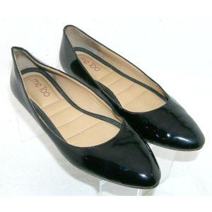 Me Too Aimee black patent leather almond toe slip on ballet flats 7M